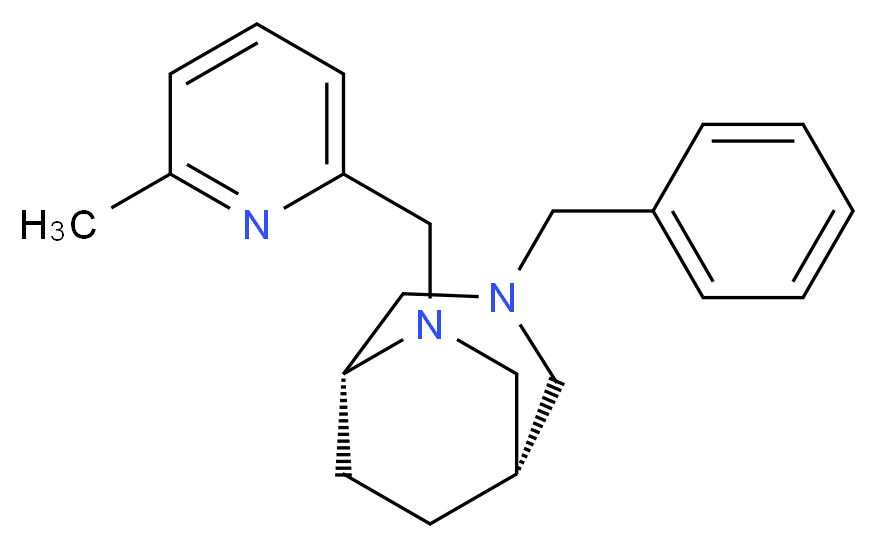 (1S*,5R*)-3-benzyl-6-[(6-methyl-2-pyridinyl)methyl]-3,6-diazabicyclo[3.2.2]nonane_分子结构_CAS_)