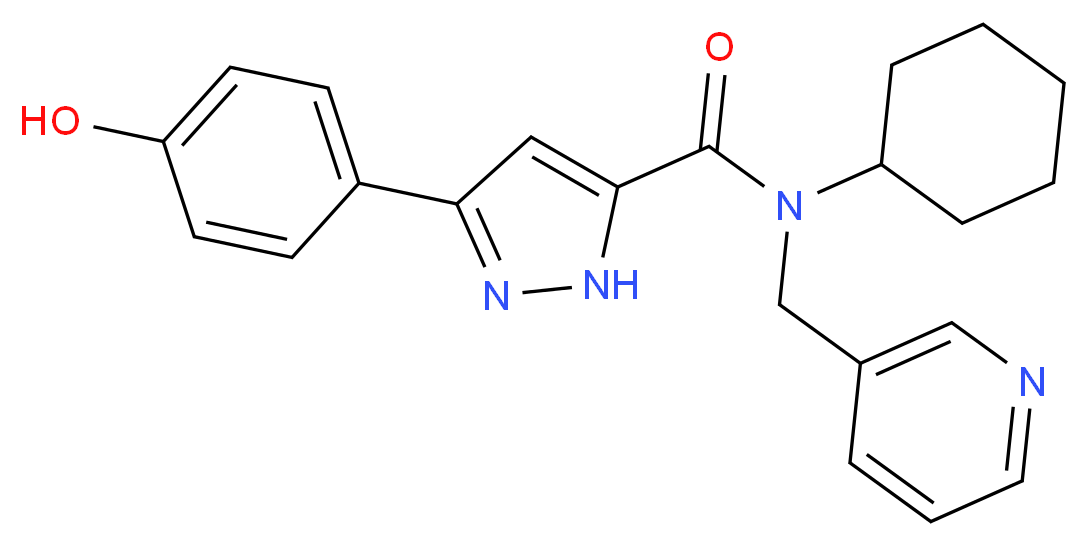 N-cyclohexyl-3-(4-hydroxyphenyl)-N-(3-pyridinylmethyl)-1H-pyrazole-5-carboxamide_分子结构_CAS_)
