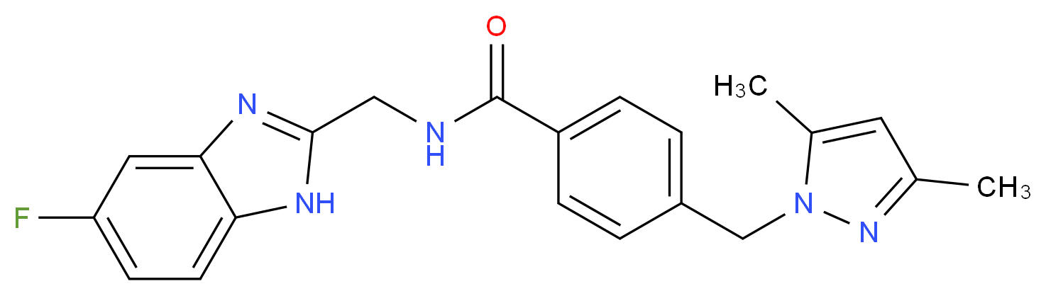 4-[(3,5-dimethyl-1H-pyrazol-1-yl)methyl]-N-[(5-fluoro-1H-benzimidazol-2-yl)methyl]benzamide_分子结构_CAS_)