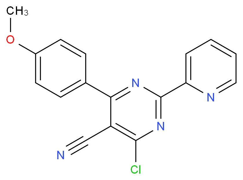 4-Chloro-6-(4-methoxyphenyl)-2-(2-pyridinyl)-5-pyrimidinecarbonitrile_分子结构_CAS_)