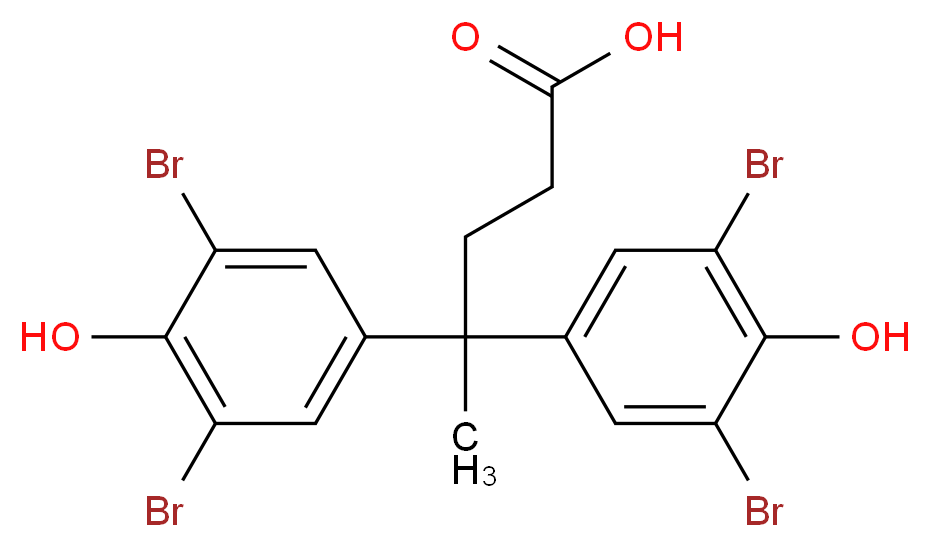 4,4-bis(3,5-dibromo-4-hydroxyphenyl)pentanoic acid_分子结构_CAS_126-00-1