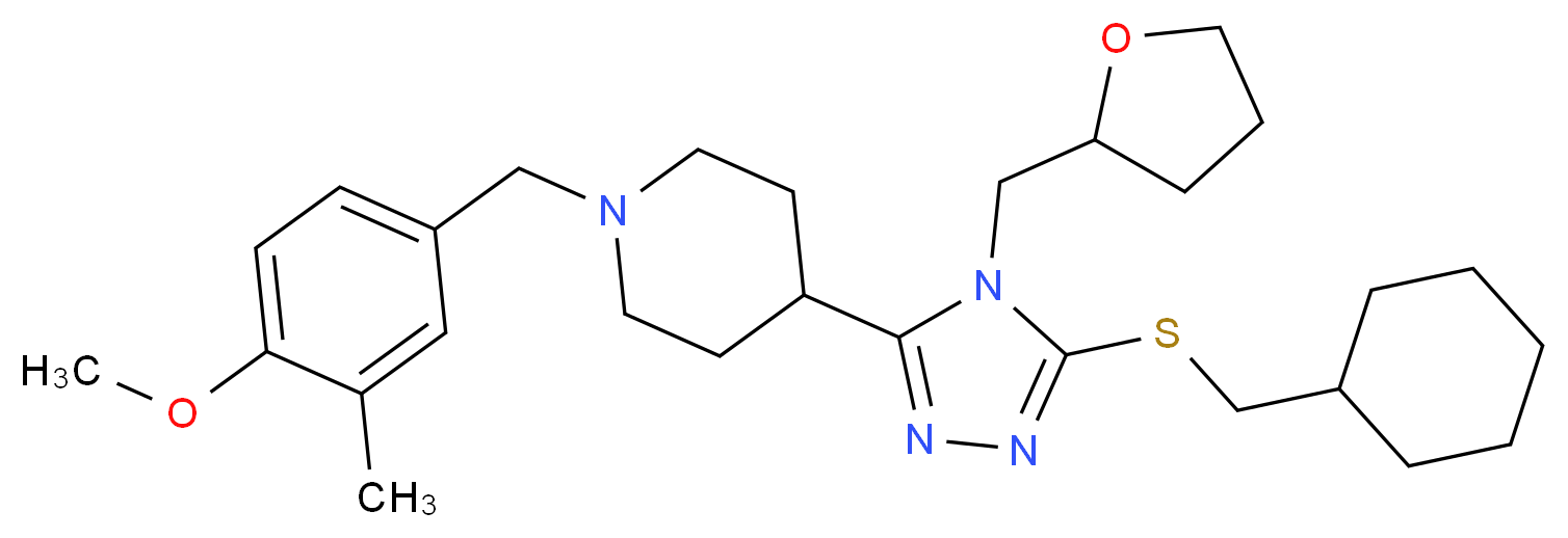 4-[5-[(cyclohexylmethyl)thio]-4-(tetrahydro-2-furanylmethyl)-4H-1,2,4-triazol-3-yl]-1-(4-methoxy-3-methylbenzyl)piperidine_分子结构_CAS_)