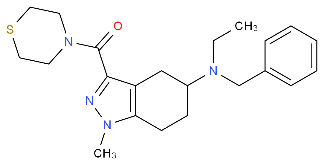 N-benzyl-N-ethyl-1-methyl-3-(4-thiomorpholinylcarbonyl)-4,5,6,7-tetrahydro-1H-indazol-5-amine_分子结构_CAS_)
