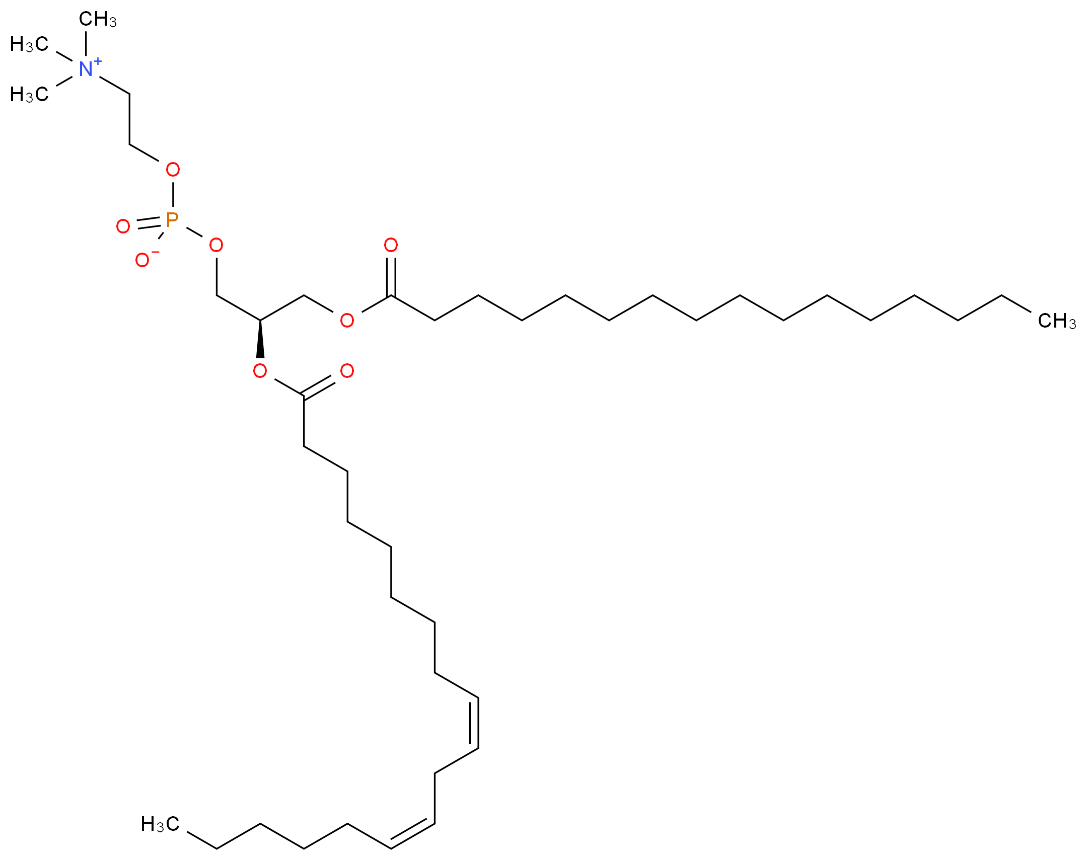 (2-{[(2R)-3-(hexadecanoyloxy)-2-[(9Z,12Z)-octadeca-9,12-dienoyloxy]propyl phosphonato]oxy}ethyl)trimethylazanium_分子结构_CAS_8002-43-5