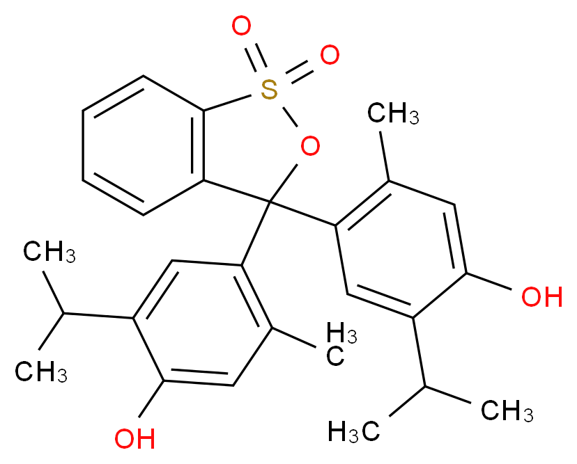 3,3-bis[4-hydroxy-2-methyl-5-(propan-2-yl)phenyl]-3H-2,1$l^{6}-benzoxathiole-1,1-dione_分子结构_CAS_76-61-9
