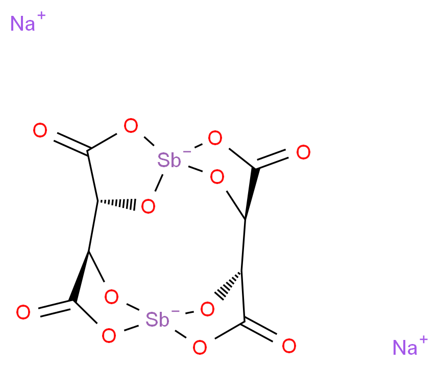 disodium (1S,4R,5R,8S,11R,12R)-3,6,10,13-tetraoxo-2,7,9,14,15,16,17,18-octaoxa-1,8-distibapentacyclo[10.2.1.1<sup>1</sup>,<sup>4</sup>.1<sup>5</sup>,<sup>8</sup>.1<sup>8</sup>,<sup>1</sup><sup>1</sup>]octadecane-1,8-diuide_分子结构_CAS_34521-09-0