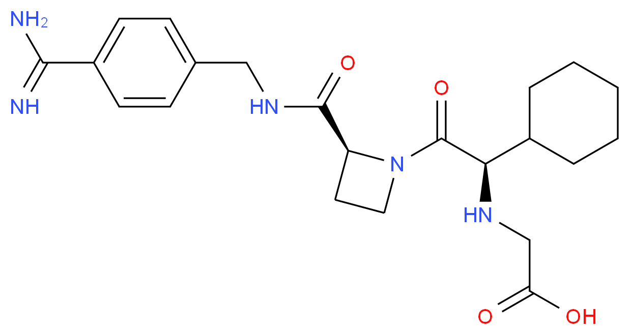 2-{[(1R)-2-[(2S)-2-{[(4-carbamimidoylphenyl)methyl]carbamoyl}azetidin-1-yl]-1-cyclohexyl-2-oxoethyl]amino}acetic acid_分子结构_CAS_159776-70-2