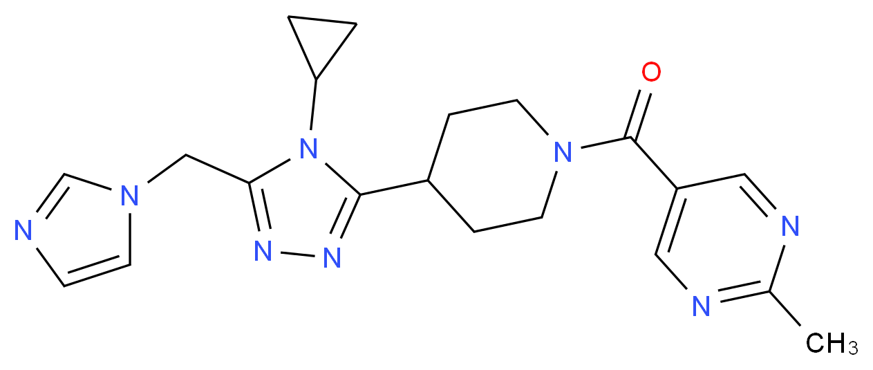 5-({4-[4-cyclopropyl-5-(1H-imidazol-1-ylmethyl)-4H-1,2,4-triazol-3-yl]piperidin-1-yl}carbonyl)-2-methylpyrimidine_分子结构_CAS_)