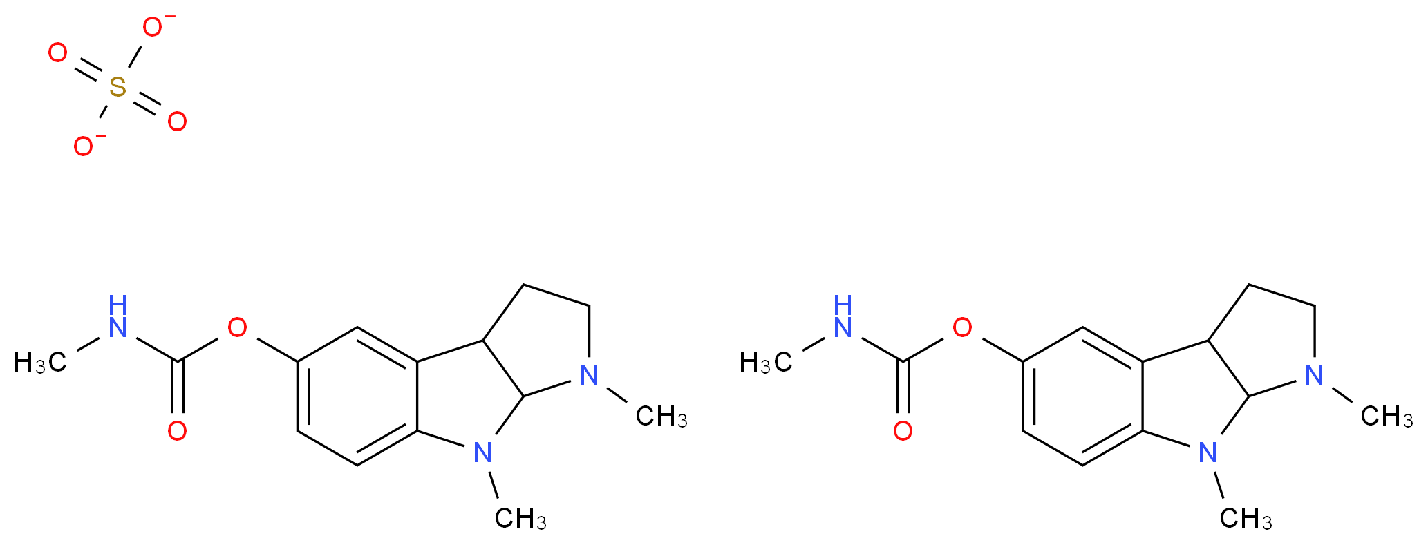 bis(1,8-dimethyl-1H,2H,3H,3aH,8H,8aH-pyrrolo[2,3-b]indol-5-yl N-methylcarbamate) sulfate_分子结构_CAS_64-47-1