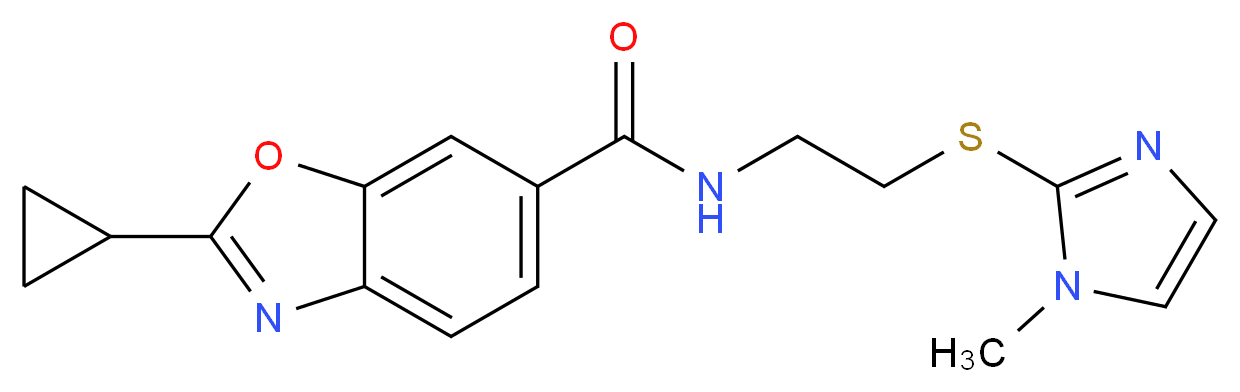 2-cyclopropyl-N-{2-[(1-methyl-1H-imidazol-2-yl)thio]ethyl}-1,3-benzoxazole-6-carboxamide_分子结构_CAS_)