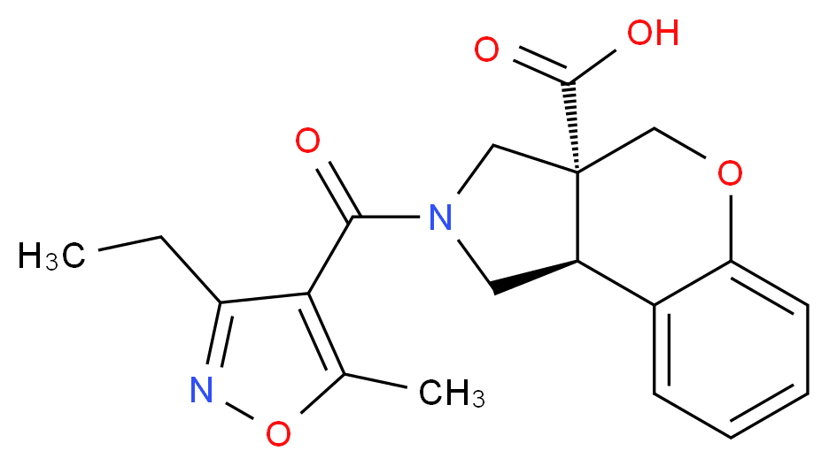 (3aR*,9bR*)-2-[(3-ethyl-5-methylisoxazol-4-yl)carbonyl]-1,2,3,9b-tetrahydrochromeno[3,4-c]pyrrole-3a(4H)-carboxylic acid_分子结构_CAS_)