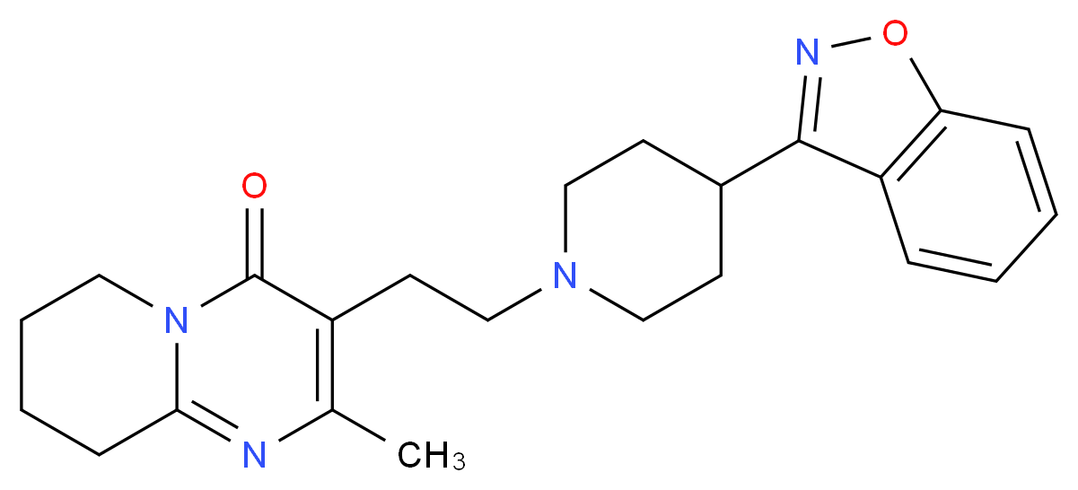 3-{2-[4-(1,2-benzoxazol-3-yl)piperidin-1-yl]ethyl}-2-methyl-4H,6H,7H,8H,9H-pyrido[1,2-a]pyrimidin-4-one_分子结构_CAS_106266-09-5