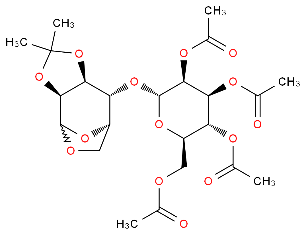 [(2R,3R,4S,5S,6R)-3,4,5-tris(acetyloxy)-6-{[(2S,6S,7R,8R)-4,4-dimethyl-3,5,10,11-tetraoxatricyclo[6.2.1.0<sup>2</sup>,<sup>6</sup>]undecan-7-yl]oxy}oxan-2-yl]methyl acetate_分子结构_CAS_67591-05-3