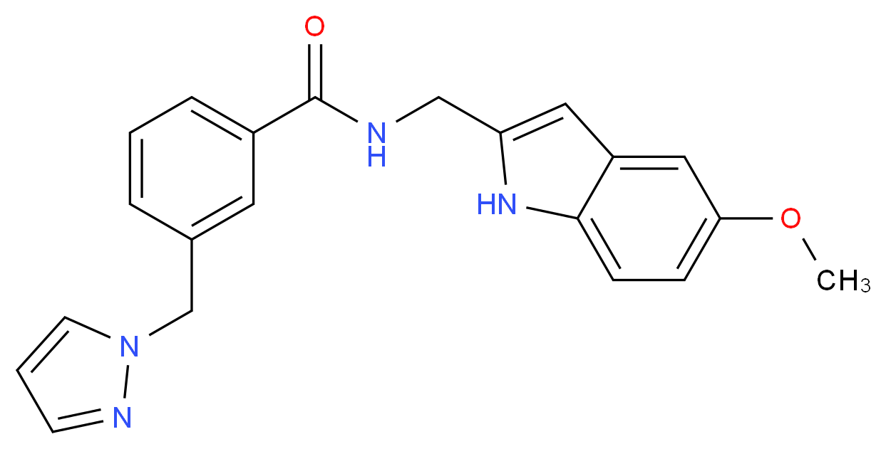 N-[(5-methoxy-1H-indol-2-yl)methyl]-3-(1H-pyrazol-1-ylmethyl)benzamide_分子结构_CAS_)