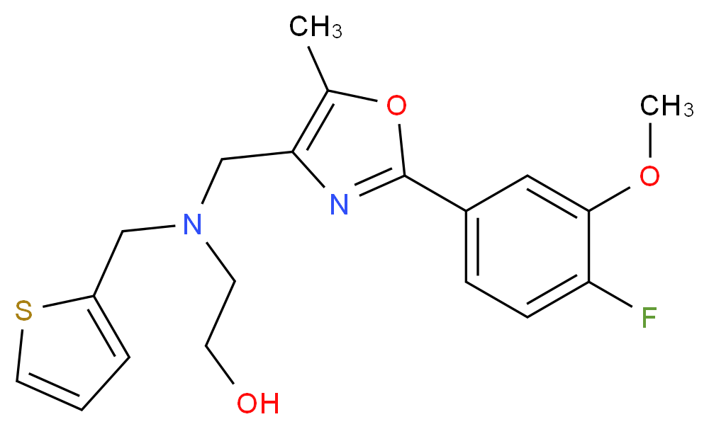 2-[{[2-(4-fluoro-3-methoxyphenyl)-5-methyl-1,3-oxazol-4-yl]methyl}(2-thienylmethyl)amino]ethanol_分子结构_CAS_)