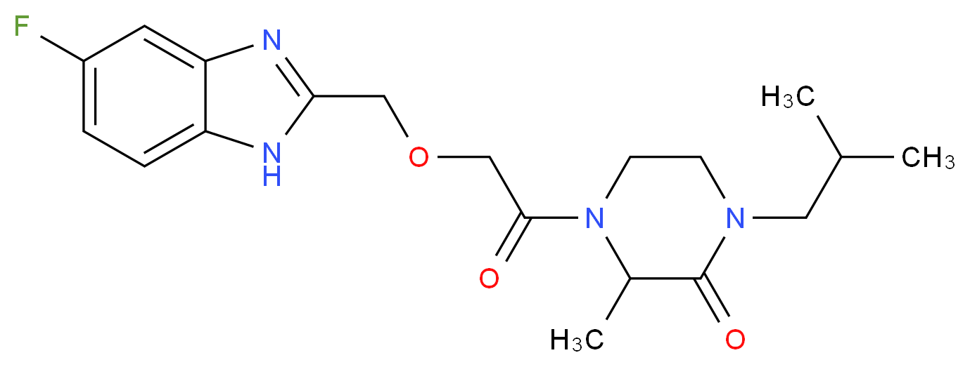 4-{[(5-fluoro-1H-benzimidazol-2-yl)methoxy]acetyl}-1-isobutyl-3-methyl-2-piperazinone_分子结构_CAS_)