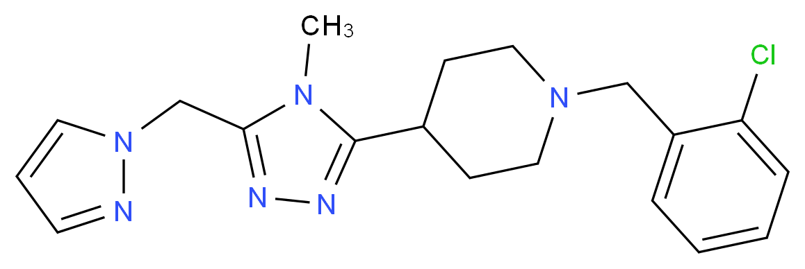 1-(2-chlorobenzyl)-4-[4-methyl-5-(1H-pyrazol-1-ylmethyl)-4H-1,2,4-triazol-3-yl]piperidine_分子结构_CAS_)
