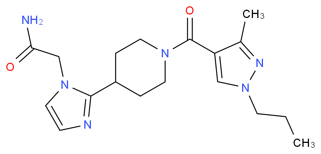 2-(2-{1-[(3-methyl-1-propyl-1H-pyrazol-4-yl)carbonyl]-4-piperidinyl}-1H-imidazol-1-yl)acetamide_分子结构_CAS_)