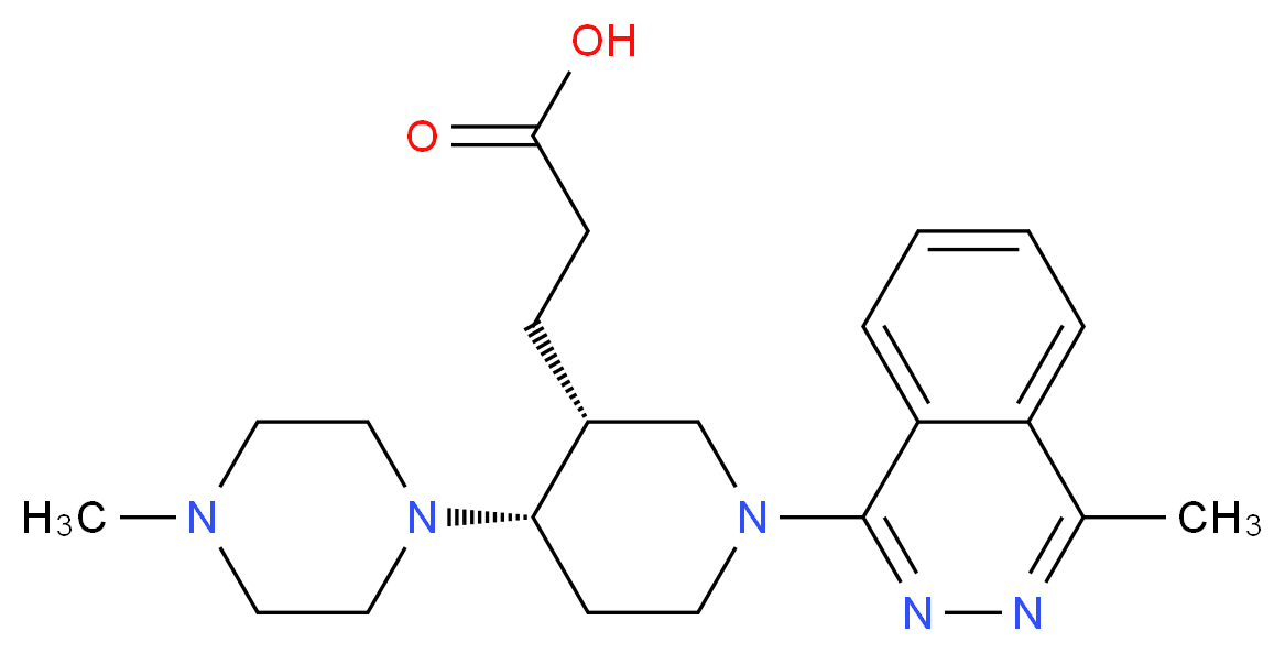 3-[(3R*,4S*)-1-(4-methylphthalazin-1-yl)-4-(4-methylpiperazin-1-yl)piperidin-3-yl]propanoic acid_分子结构_CAS_)