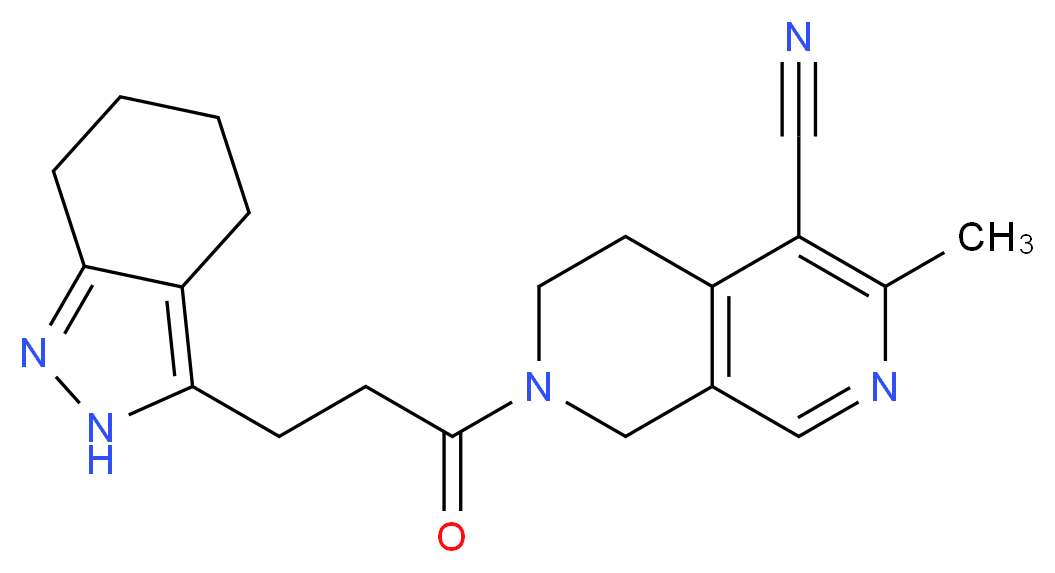 3-methyl-7-[3-(4,5,6,7-tetrahydro-2H-indazol-3-yl)propanoyl]-5,6,7,8-tetrahydro-2,7-naphthyridine-4-carbonitrile_分子结构_CAS_)