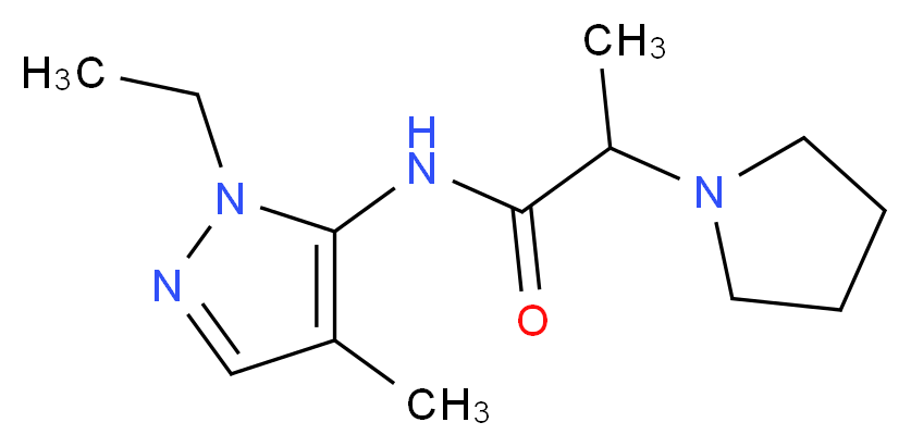 N-(1-ethyl-4-methyl-1H-pyrazol-5-yl)-2-(1-pyrrolidinyl)propanamide_分子结构_CAS_)