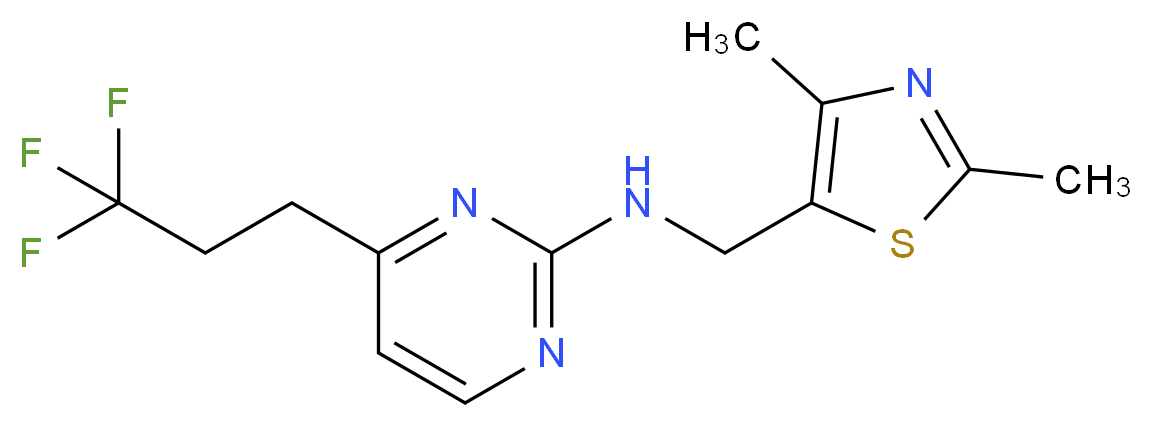 N-[(2,4-dimethyl-1,3-thiazol-5-yl)methyl]-4-(3,3,3-trifluoropropyl)pyrimidin-2-amine_分子结构_CAS_)