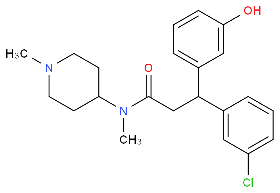 3-(3-chlorophenyl)-3-(3-hydroxyphenyl)-N-methyl-N-(1-methyl-4-piperidinyl)propanamide_分子结构_CAS_)