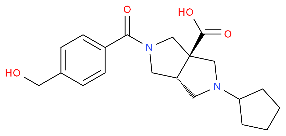 (3aR*,6aR*)-2-cyclopentyl-5-[4-(hydroxymethyl)benzoyl]hexahydropyrrolo[3,4-c]pyrrole-3a(1H)-carboxylic acid_分子结构_CAS_)