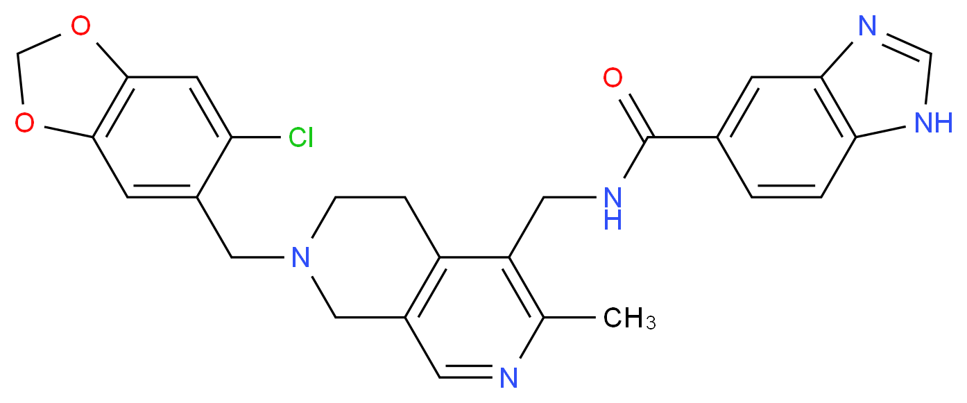 N-({7-[(6-chloro-1,3-benzodioxol-5-yl)methyl]-3-methyl-5,6,7,8-tetrahydro-2,7-naphthyridin-4-yl}methyl)-1H-benzimidazole-5-carboxamide_分子结构_CAS_)