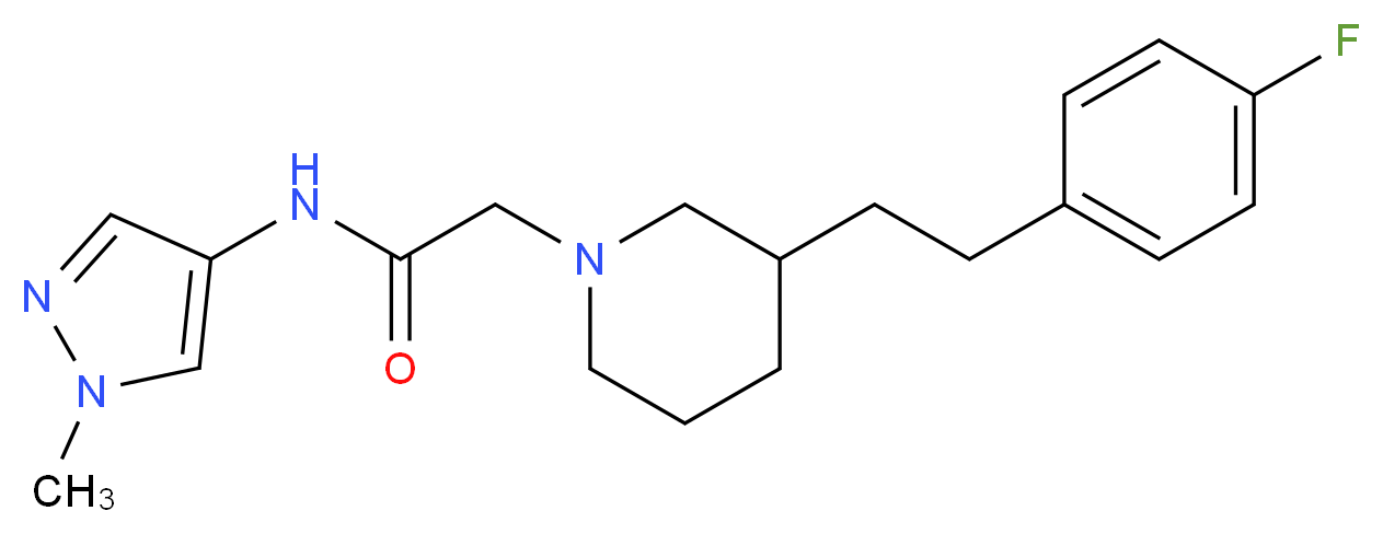 2-{3-[2-(4-fluorophenyl)ethyl]-1-piperidinyl}-N-(1-methyl-1H-pyrazol-4-yl)acetamide_分子结构_CAS_)