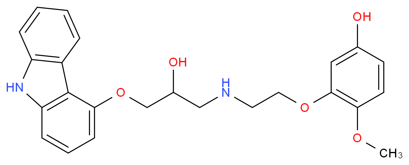 3-(2-{[3-(9H-carbazol-4-yloxy)-2-hydroxypropyl]amino}ethoxy)-4-methoxyphenol_分子结构_CAS_142227-51-8