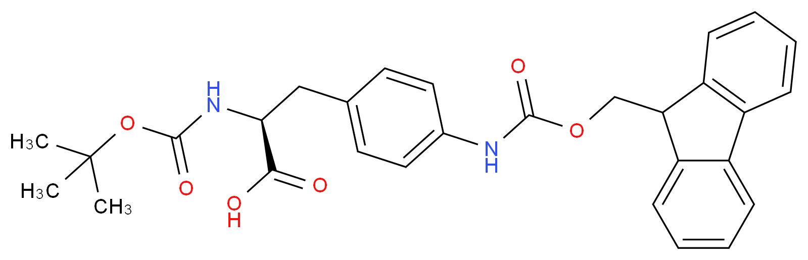 (2S)-2-{[(tert-butoxy)carbonyl]amino}-3-(4-{[(9H-fluoren-9-ylmethoxy)carbonyl]amino}phenyl)propanoic acid_分子结构_CAS_114346-31-5