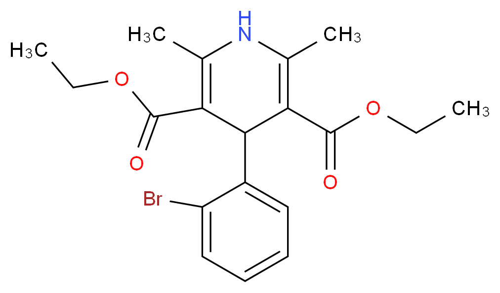 4-(2-Bromophenyl)-2,6-dimethyl-3,5-pyridinedicarboxylic Acid Diethyl Ester_分子结构_CAS_861927-02-8)