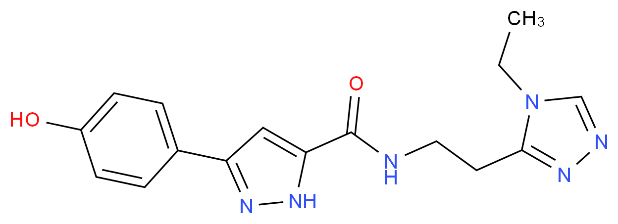 N-[2-(4-ethyl-4H-1,2,4-triazol-3-yl)ethyl]-3-(4-hydroxyphenyl)-1H-pyrazole-5-carboxamide_分子结构_CAS_)