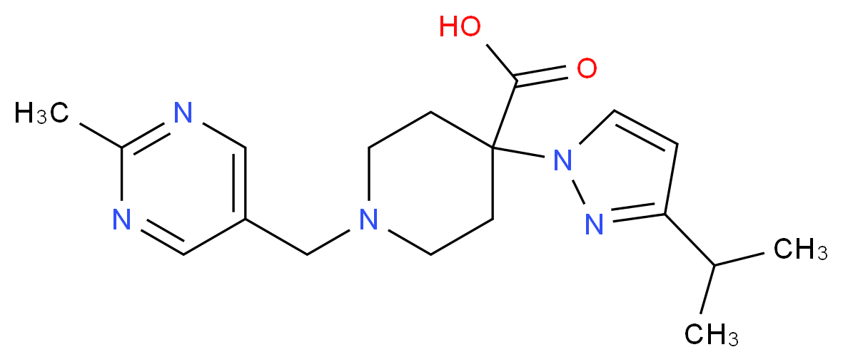 4-(3-isopropyl-1H-pyrazol-1-yl)-1-[(2-methylpyrimidin-5-yl)methyl]piperidine-4-carboxylic acid_分子结构_CAS_)