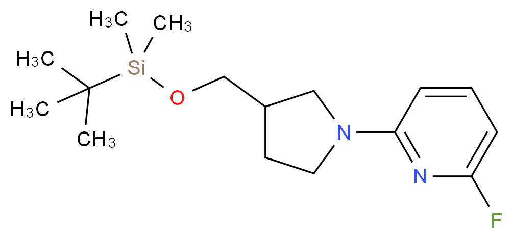 2-(3-((tert-Butyldimethylsilyloxy)methyl)pyrrolidin-1-yl)-6-fluoropyridine_分子结构_CAS_)