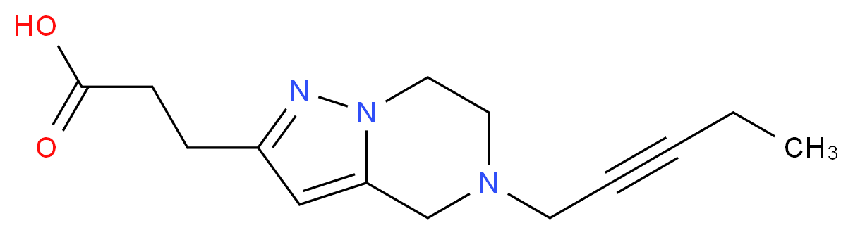 3-[5-(2-pentyn-1-yl)-4,5,6,7-tetrahydropyrazolo[1,5-a]pyrazin-2-yl]propanoic acid_分子结构_CAS_)