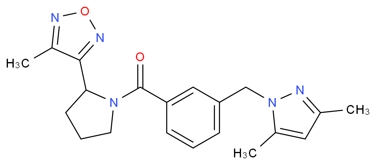 3-(1-{3-[(3,5-dimethyl-1H-pyrazol-1-yl)methyl]benzoyl}pyrrolidin-2-yl)-4-methyl-1,2,5-oxadiazole_分子结构_CAS_)