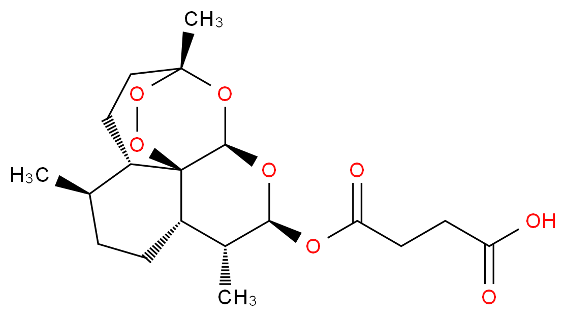 4-oxo-4-{[(1R,4S,5R,8S,9R,10S,12R,13R)-1,5,9-trimethyl-11,14,15,16-tetraoxatetracyclo[10.3.1.0<sup>4</sup>,<sup>1</sup><sup>3</sup>.0<sup>8</sup>,<sup>1</sup><sup>3</sup>]hexadecan-10-yl]oxy}butanoic acid_分子结构_CAS_88495-63-0