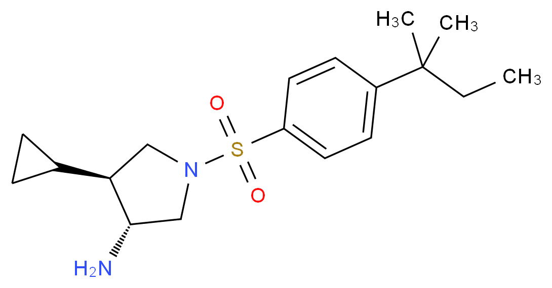 (3R*,4S*)-4-cyclopropyl-1-{[4-(1,1-dimethylpropyl)phenyl]sulfonyl}pyrrolidin-3-amine_分子结构_CAS_)