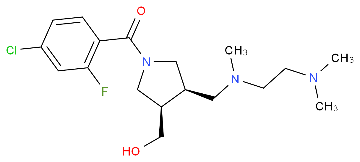 ((3R*,4R*)-1-(4-chloro-2-fluorobenzoyl)-4-{[[2-(dimethylamino)ethyl](methyl)amino]methyl}pyrrolidin-3-yl)methanol_分子结构_CAS_)