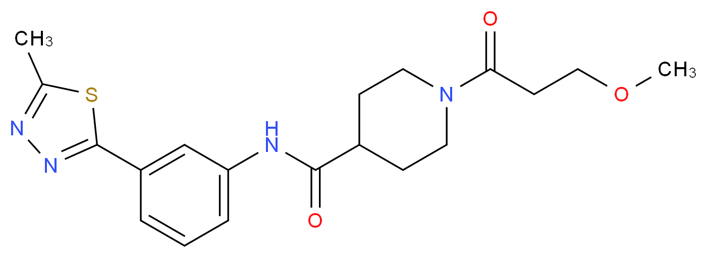 1-(3-methoxypropanoyl)-N-[3-(5-methyl-1,3,4-thiadiazol-2-yl)phenyl]-4-piperidinecarboxamide_分子结构_CAS_)