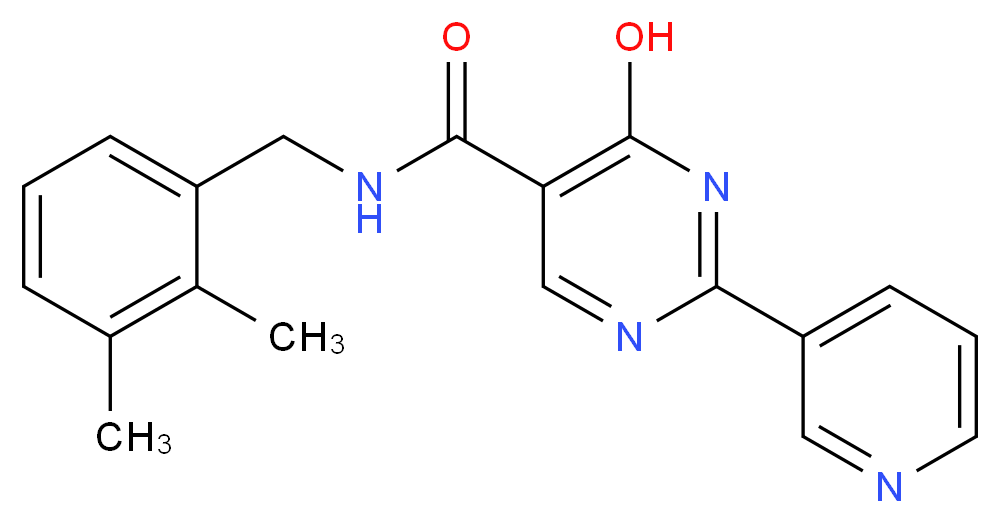 N-(2,3-dimethylbenzyl)-4-hydroxy-2-pyridin-3-ylpyrimidine-5-carboxamide_分子结构_CAS_)