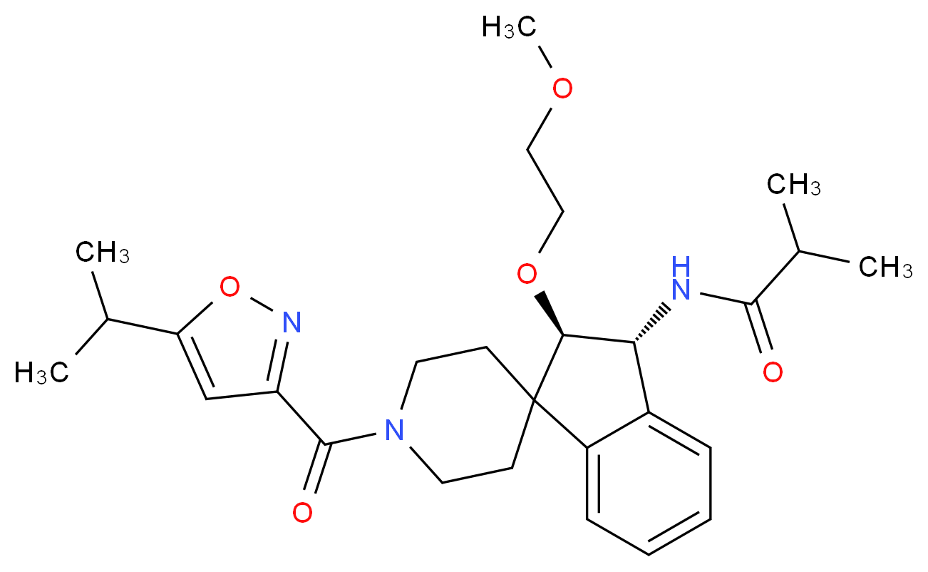 N-[(2R*,3R*)-1'-[(5-isopropyl-3-isoxazolyl)carbonyl]-2-(2-methoxyethoxy)-2,3-dihydrospiro[indene-1,4'-piperidin]-3-yl]-2-methylpropanamide_分子结构_CAS_)