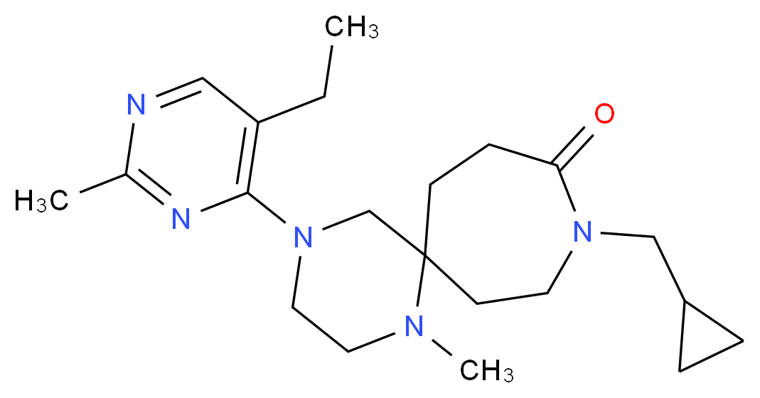 9-(cyclopropylmethyl)-4-(5-ethyl-2-methylpyrimidin-4-yl)-1-methyl-1,4,9-triazaspiro[5.6]dodecan-10-one_分子结构_CAS_)