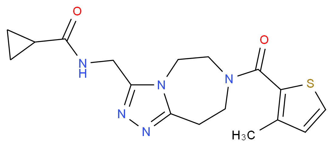 N-({7-[(3-methyl-2-thienyl)carbonyl]-6,7,8,9-tetrahydro-5H-[1,2,4]triazolo[4,3-d][1,4]diazepin-3-yl}methyl)cyclopropanecarboxamide_分子结构_CAS_)
