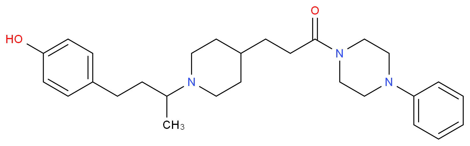 4-(3-{4-[3-oxo-3-(4-phenyl-1-piperazinyl)propyl]-1-piperidinyl}butyl)phenol_分子结构_CAS_)