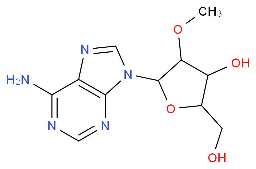 5-(6-amino-9H-purin-9-yl)-2-(hydroxymethyl)-4-methoxyoxolan-3-ol_分子结构_CAS_2140-79-6