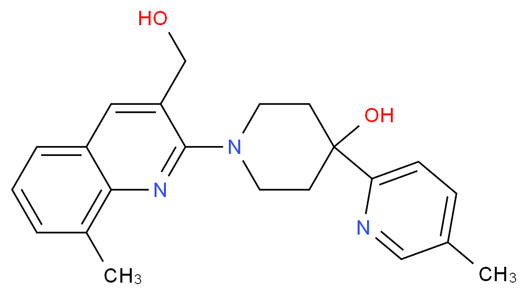 1-[3-(hydroxymethyl)-8-methylquinolin-2-yl]-4-(5-methylpyridin-2-yl)piperidin-4-ol_分子结构_CAS_)