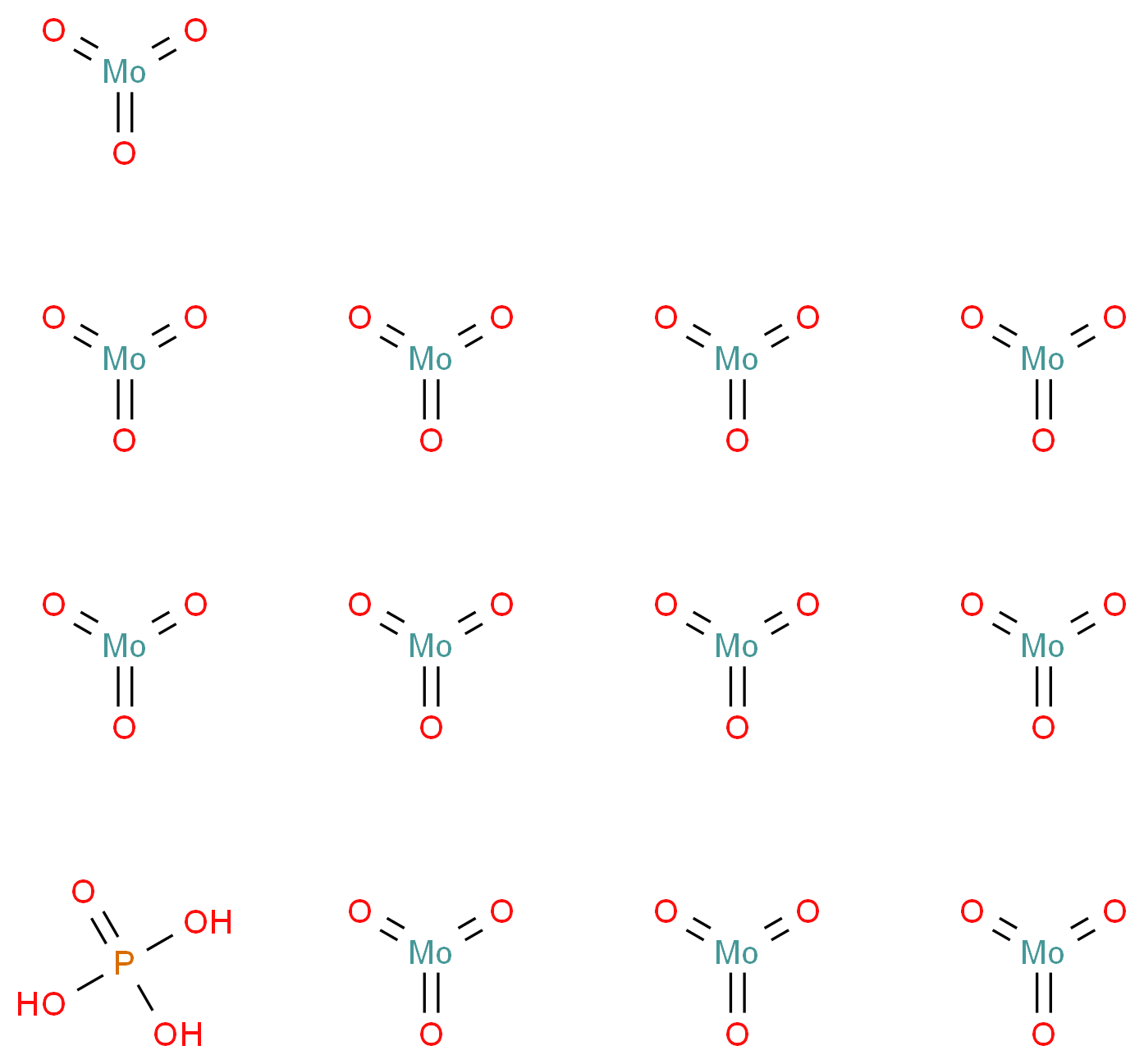 phosphoric acid; dodecakis(trioxomolybdenum)_分子结构_CAS_51429-74-4